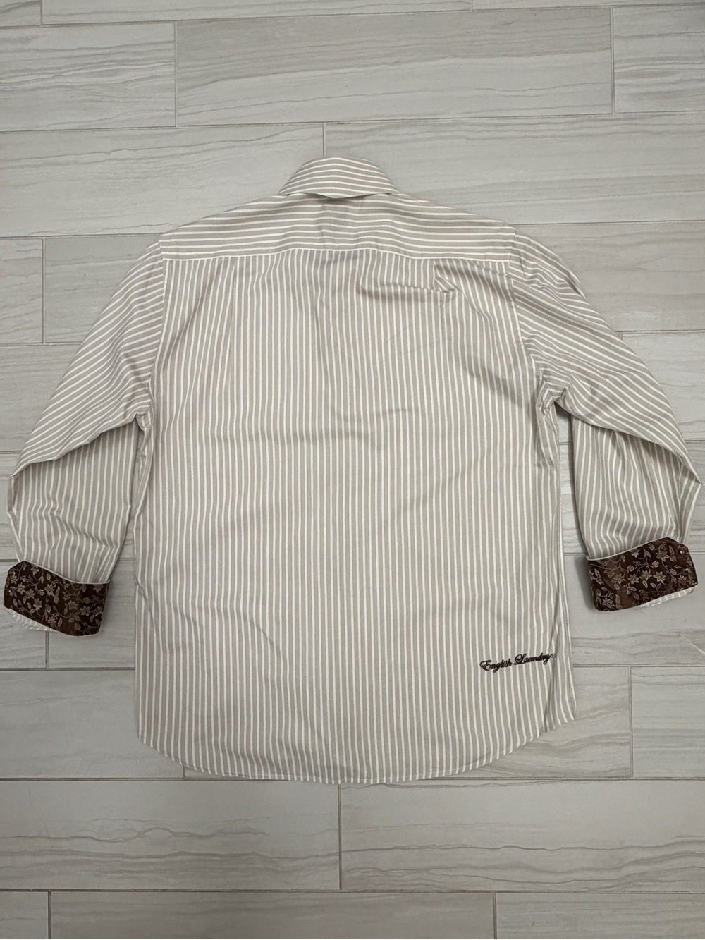 English Laundry Christopher Wicks Stripe Long Sleeve Dress Shirt 17 34/35 - Picture 4 of 15